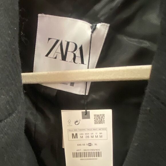 NWT Zara 100% WOOL COAT LIMITED EDITION BLACK COAT SZ M - Picture 5 of 6
